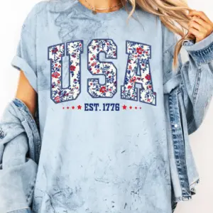 Floral USA Tee